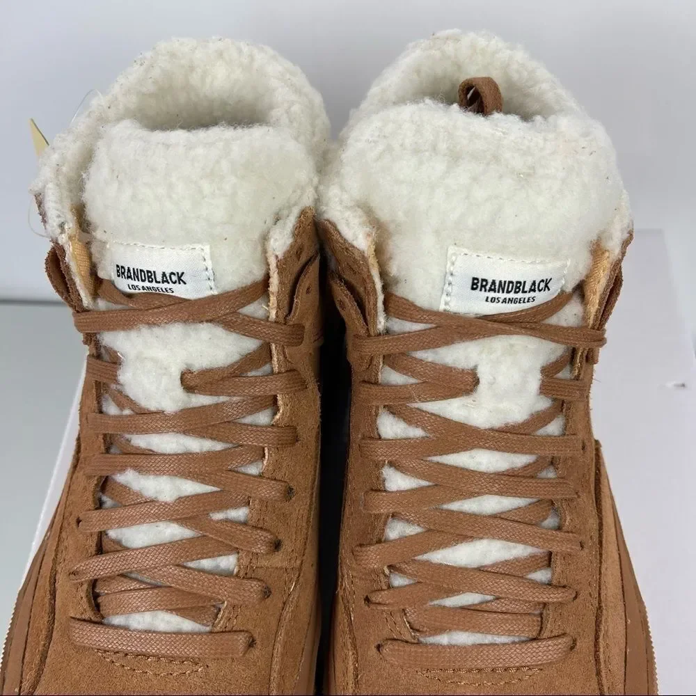 Brandblack Capo High Top Sneakers Suede Shearling Vibram Sole Women's 6.5 NWT